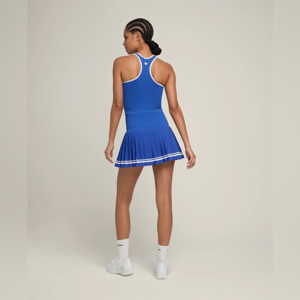 Wilson Midtown Tennis Skirt & Brami SET Royal Blue w White Stripe Small & Medium - Picture 15 of 15
